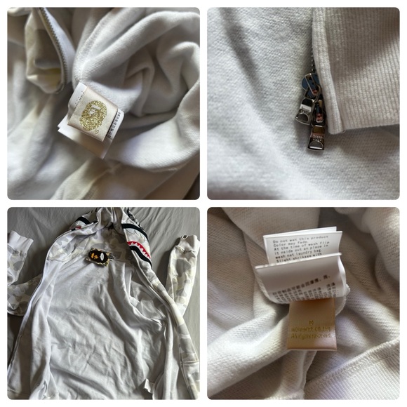 New BAPE City Camo Shark Full Zip Hoodie White Size Medium **Glows in the Dark** - Picture 9 of 9